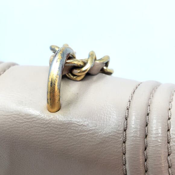 Tory Burch Fleming Convertible Medium Shoulder Bag Quilted Leather Beige Heron - Picture 13 of 14